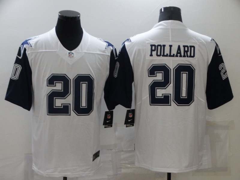 Men's Dallas Cowboys Tony Pollard #20 White Jersey